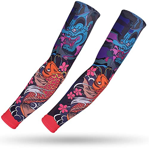 DETUCK Manicotti per tatuaggi, manicotti per braccia, scaldabraccia Sleeves protezione solare UV, manicotti per braccia, maniche per braccia raffreddanti UPF 50+, copertura tatuaggi a compressione (un