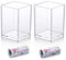 JIANTA 2 Stück Acryl Stiftehalter, Transparent Make-Up Pinselhalter, Bleistifthalter für Schreibtisch Organizer, Kosmetik Organizer, Bürstenhalter für Schreibtisch Zubehör(6,4x6,4x9,8cm)