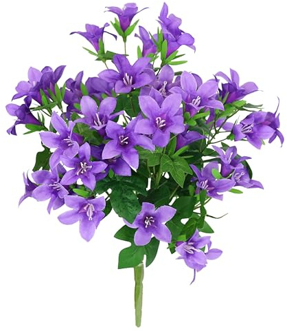 Flair Flower Mazzo di Fiori Artificiali, Campanelle, Mini Gigli, Fiori Artificiali, Fiori Decorativi, Bouquet, Bouquet, Matrimonio, casa, Decorazione da Tavolo, Viola