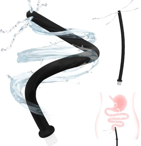 Doccia anale 43 cm per rapporti anali: clistere pulizia colon, doccia anale donne, doccia anale uomini, clistere con 4 fori, doccia silicone, doccia intima, doccia anale