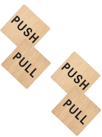 JECOMPRIS Letreros De Puerta De Madera Natural Con Instrucciones Claras De Empujar Y Tirar Para Uso Interior Y Exterior Placas Decorativas Para Oficinas Y Tiendas