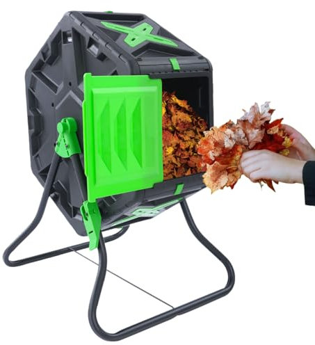 Tumbling Compostador de compostaje de 70 l, gran capacidad, giratorio 360°, multifuncional, 73,5 x 46,5 cm, compostaje acelerado, 5,5 kg, contenedor de compostaje de jardín resistente