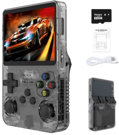 R36S retro handhållen spelkonsol, 21 000 HD-spel mini retro videokonsol, 3,5 tums IPS-skärm, bärbar arkad videospelkonsol present till vuxna (grå)