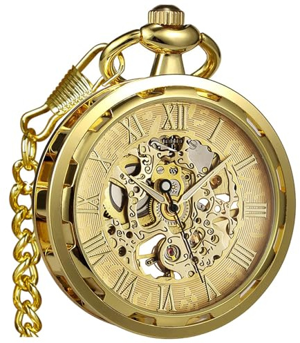 VIGOROSO Vintage Pocket Watch with Chain Mechanical Pocket Watches for Men