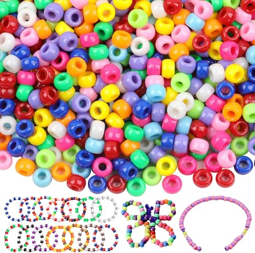 VIDSTW 1800 Pièces Perles pour Bracelet Enfant 9 MM (Couleur Foncée)