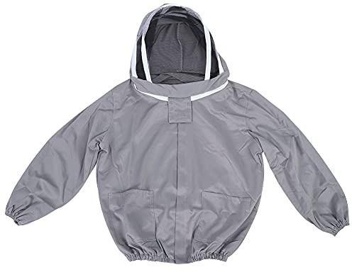 Giacca da Apicoltura con Velo Protettivo a Doppia Zip, Tessuto Traspirante in Cotone - Poliestere, Taglia Unica, Grigio o Bianco - Massima Protezione e Comfort per Apicoltori (Grigio)