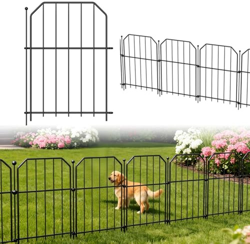 ACXIN Clôture de jardin décorative de 25 m, en métal, avec piquets, mobile, pour chien, pour clôture de pâturage ou barrière d'animaux, clôture d'étang pour jardin et parterre de fleurs (type C)