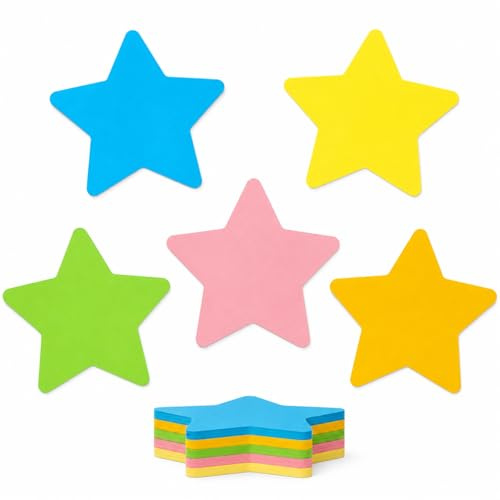 Sixinfeto Fiches de Révision 50 Pièces Forme Étoile Flash Cards 20 x 20 cm Fiches Bristol Couleur 5 Couleurs Flashcards Cartes de Révision