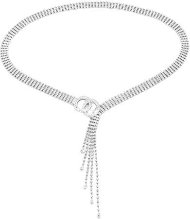 VLYX Chaîne de taille en métal pour femme avec strass et cristal, idéale pour les robes, les cocktails et les soirées.