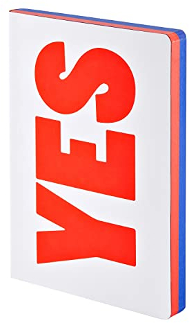 Nuuna Notizbuch A5+ | Graphic L - Yes - No | Dotted Journal | 3,5mm Punktraster | 256 nummerierte Seiten | 120g Premium-Papier | Leder weiß | nachhaltig produziert in Deutschland