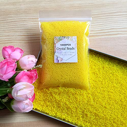J&J - Lote de 10000 perlas de agua de gel para decoración de bodas, Navidad, jardín, cocina - Cantidad 50 gr aproximadamente - Color amarillo