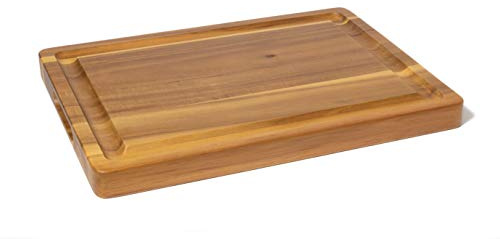 Lipper International 1250 Acacia 1 1/2 Thick Carving Board with Deep Well and Inset Handles for Cutting or Serving Meat, 20 x 15 x 1 1/2