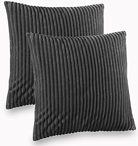 Kuscheli® 2er Set Kissenbezug im Doppelpack Cashmer Touch Fleece Kissenhülle, Sofakissen Kopfkissenbezug Kissenbezüge Couchkissen, Farbe:Grau, Größe:2X 60x60 cm