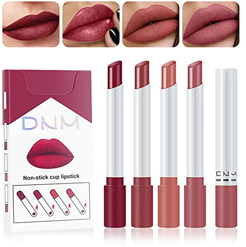 Lipstick Set, 4 Colori, Rossetti Opachi, Nude Velvet Matte, Lip Gloss, Lipstick Impermeabili a Tazza Antiaderente a Lunga Durata (01)