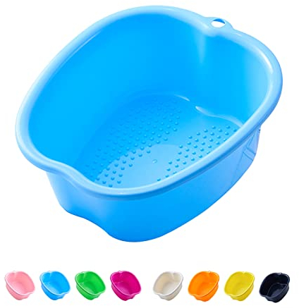 AXLOFO® Cubo para remojar pies, bañera de pies de plástico Resistente, bañera para pediluvio, Masaje, desintoxicante, 8 Colores (bañera-Blue)