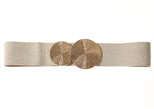 Gunsound Damen Elastische gürtel, 5 cm Breiter Stretch Gürtel Taillengürtel für Kleid Jeans Hosen (Gold+Gold Schnalle, Für Taillenweite 91cm-120cm)