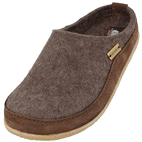 HAFLINGER Blizzard Skane Filzpantoffel Hausschuh Gummisohle Unisex Braunmeliert, Gr. 39