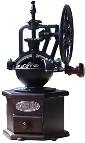 Moulin à café Manuel, Moulin à épices en café, Rouleau en Fer Style Antique avec réglage polygonale intégré pour Garder Le goût Classique Ancien du café pour Les Parents, Les Amis