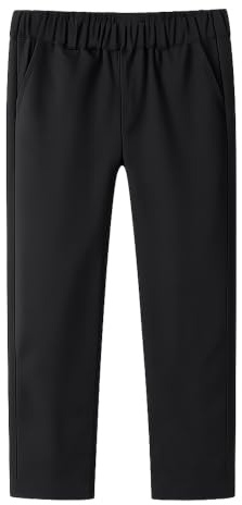 Mud Kingdom Little Boys Chino Trousers Elastic Waist Straight Fit Pants for Boy Cotton Twill School Uniform Black 6 Years