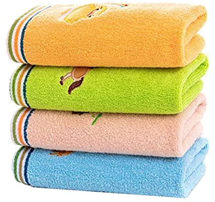 NOPEILVI Kinderhandtuch für Kinder, Kinderwaschlappen, 50 x 25 cm 4pcs Handtuchset, Baumwolltücher, Wasserabsorption, Haushaltstuch, Kindertuch, Kindergartentuch, weiches, saugendes Handtuch