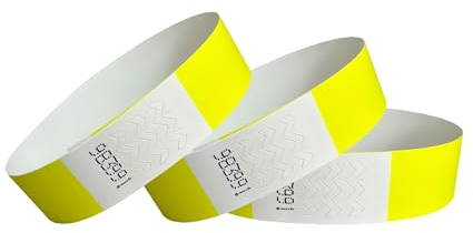 CINTAPUNTO Braccialetti in carta per eventi, Neon Yellow, 1000 pezzi