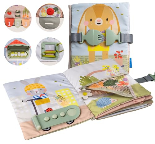 Taf Toys My First Busy Book. Baby Activity Book, Soft Cloth Touch & Feel Book for Toddlers. Montessori Busy Board. Early Learning Developmental Toy, Sensory Play. Suitable for Boys & Girls 18 months +