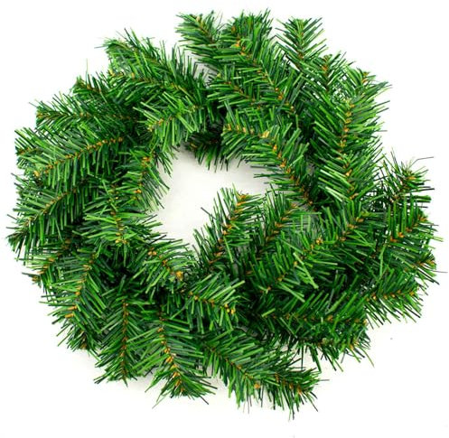 Tradineur - Corona di Natale, decorazione decorativa artificiale, decorazione per porta, parete, tavolo, decorazione natalizia (verde, Ø 39 cm)