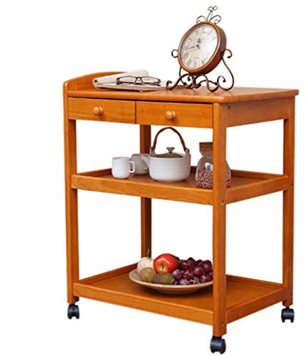 ERoomQ 3 Tier Kitchen Storage Trolley Island Trolley with Wheels,Multipurpose Wooden Trolley,Storage Organizer,Bar Cart,for Kitchen and Living Room,Cabinet