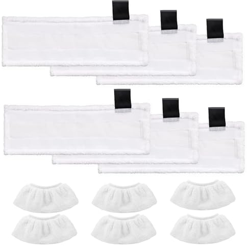 YANGYUQI 12 Stück Mikrofaser Tuchset Kompatibel für Kärcher Dampfreiniger Zubehör EasyFix SC 2, SC 3, SC 4, SC 5, Maschinenwaschbar (4 Bodentuchset + 2 Schleif Bodentücher + 6 Handdüse Überzugsset)
