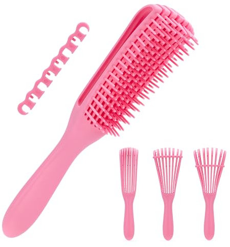 PINDAV Spazzola Districante e Anti Crespo, Ideale per Tutti i Tipi di Capelli, Rosa