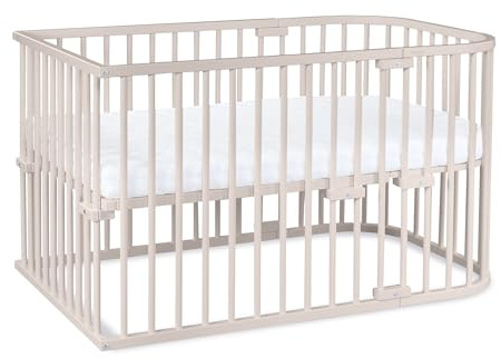 babybay Original Beistellbett aus massivem Buchenholz/kompakt & verwandelbar/Kinderbett Höhe stufenlos verstellbar & umweltfreundlich/mitwachsendes Babybett (Natur lackiert) / Kinderbettset