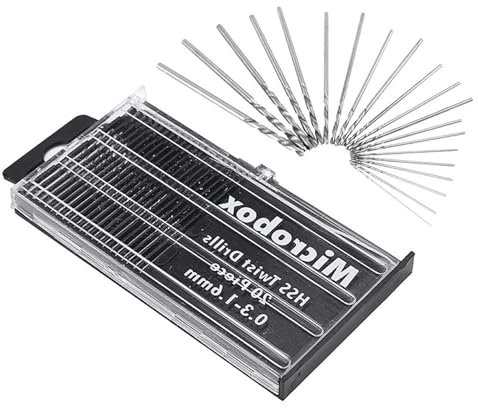 Mini Micro Taladro HSS Brocas,20 PCS 0.3mm-1.6mm Torcedura Brocas de Taladro Kit Helicoidales de Acero de Alta Velocidad Micro Taladro Jueg para Fabricación de Modelos