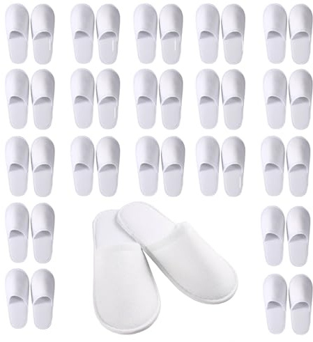 Gziztx Hotelslipper 20 Paar Weiße Einweg-Hausschuhe Gästehausschuhe Set, 5MM Universalgröße, für Spa, Hotel, Zuhause, Damen und Herren