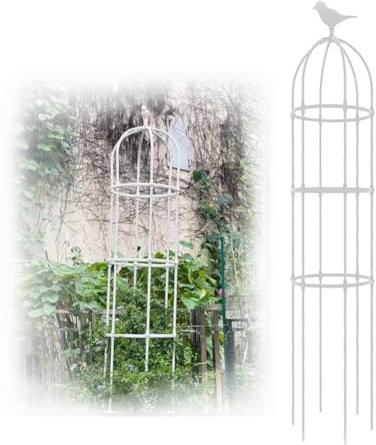 Generico Traliccio per Rampicanti, 1Pcs Obelisco da Giardino a Torre, Antiruggine Grigliato a Colonna Nero, Grande Sostegno per Piante Rampicanti 180/230/280/330cm(Bianco,330cm/10.8ft)