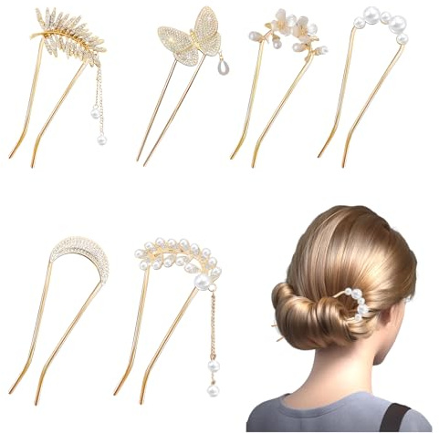 6 Stück French Hair Pin, Französische Haarnadel Geeignet für Frauen und Mädchen, Abschlussfeiern, Zeremonien und Exquisite Anlässe