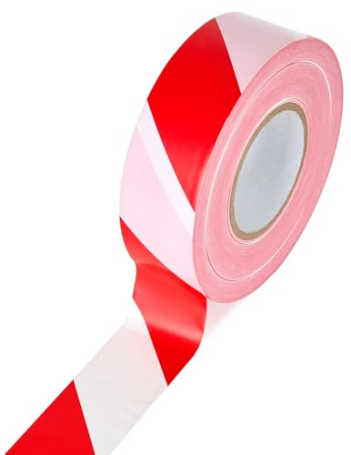 La Cordeline Rött och vitt signalband, 50 mm x 500 m, LDPE, hög synlighet, icke-självhäftande, för markering och begränsade områden