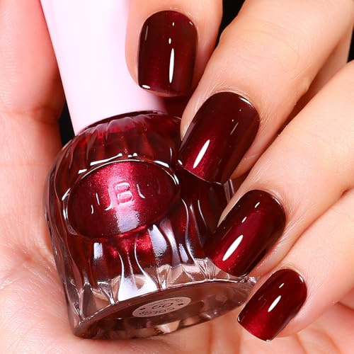 Major Dijit Quick-Dry Glitter Nagellack Dunkelrot – Ohne UV/HEMA, 10 ml