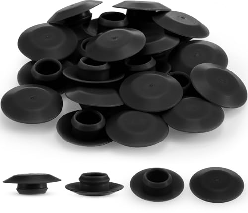 Pelopy 20 Pcs Door Threshold Screw Covers Adjustable Door Sill Cap Plugs to Conceal Screw Holes Heads for Most Standard Thresholds, for 3/8 inches Hole (Black)