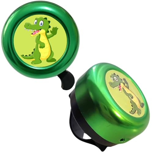 LAKPYN 2 Pezzi Campanello per bicicletta per bambini, ragazzi e ragazze, campanello per bicicletta, scooter, triciciclo, bicicletta per bambini, facile da montare（Coccodrillo Verde）