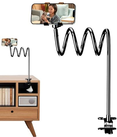Genérico Supporto per telefono per letto - Supporto regolabile, supporto per scrivania per telefono - per tablet registra video filmare sdraiato seduto scrivania parete divano auto testiera sedia