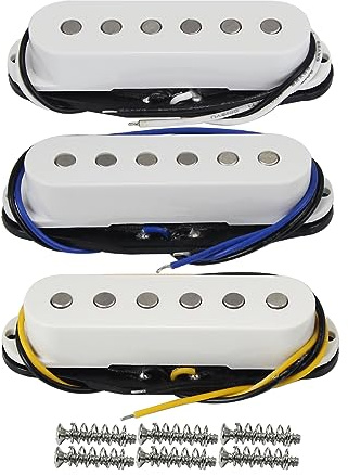 FLEOR Alnico 5 ST Pickup Single Coil Pickups Gitarr Nacke/Mellan/Bås Pickup Vit för ST Squier Elgitarr