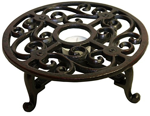 Dekowunder Warmhalteplatte Stövchen Dunkelbraun rund Landhausstil Rechaud Gusseisen 18,5 cm