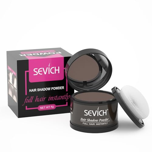 Sevich Hairline Powder,Instantly Conceals Hair Loss, Root Touch up Powder, Hair Shadow Toppers for Women & Men, Touch Up for Thinning Gray Hair, Windproof & Sweatproof,Dark brown