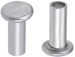 sourcing map 100 Pcs 5mm x 12mm Aluminum Flat Head Semi-Tubular Rivets Silver Tone