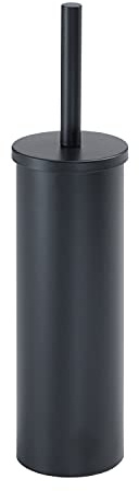 Escobillero de Suelo Flip Gedy Negro Mate, Acero Inoxidable, Cubo Interior Extraíble para Limpieza, Diámetro 9,1x37,7 cm, Diseño Moderno para Baño