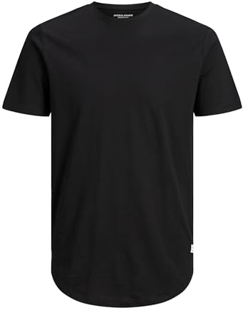 JACK & JONES Herren Basic T-Shirt Plus Size | Rundhals Kurzarm Shirt | Übergrößen Shortsleeve JJENOA, Farben:Schwarz, Größe:6XL
