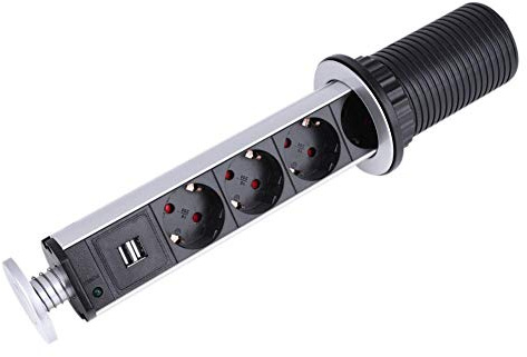 Infällbar Grenuttag med 4 Uttag och USB, Hopfällbar Strömfördelning för Kök, Kontor, Sovrum, Europeisk Standard