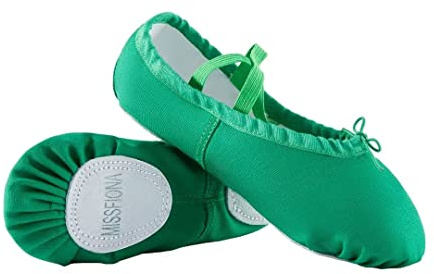 missfiona Canvas Ballet Shoes Women Ballroom Dance Flat (8, Green)