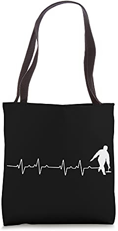 Heartbeat EKG Curling Curler Broom Rock Sweeping Ice Curl Tote Bag