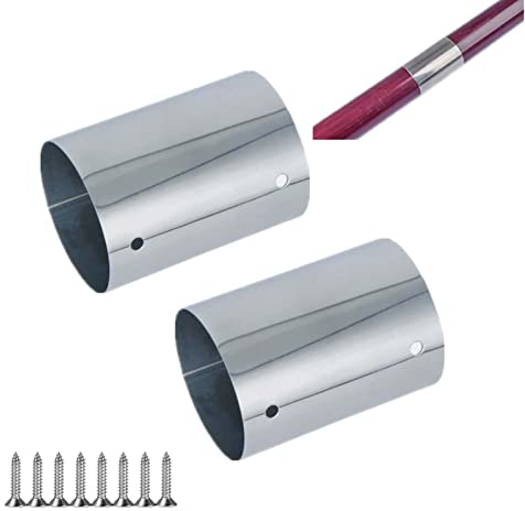 KMERCE 2 Stück Verbinder Gerade 45 mm, Edelstahl Handlaufverbinder, Verbindungsstück, Rohrverbinder Verbindungsmuffe für Geländer, Treppengeländer, Holzhandlauf